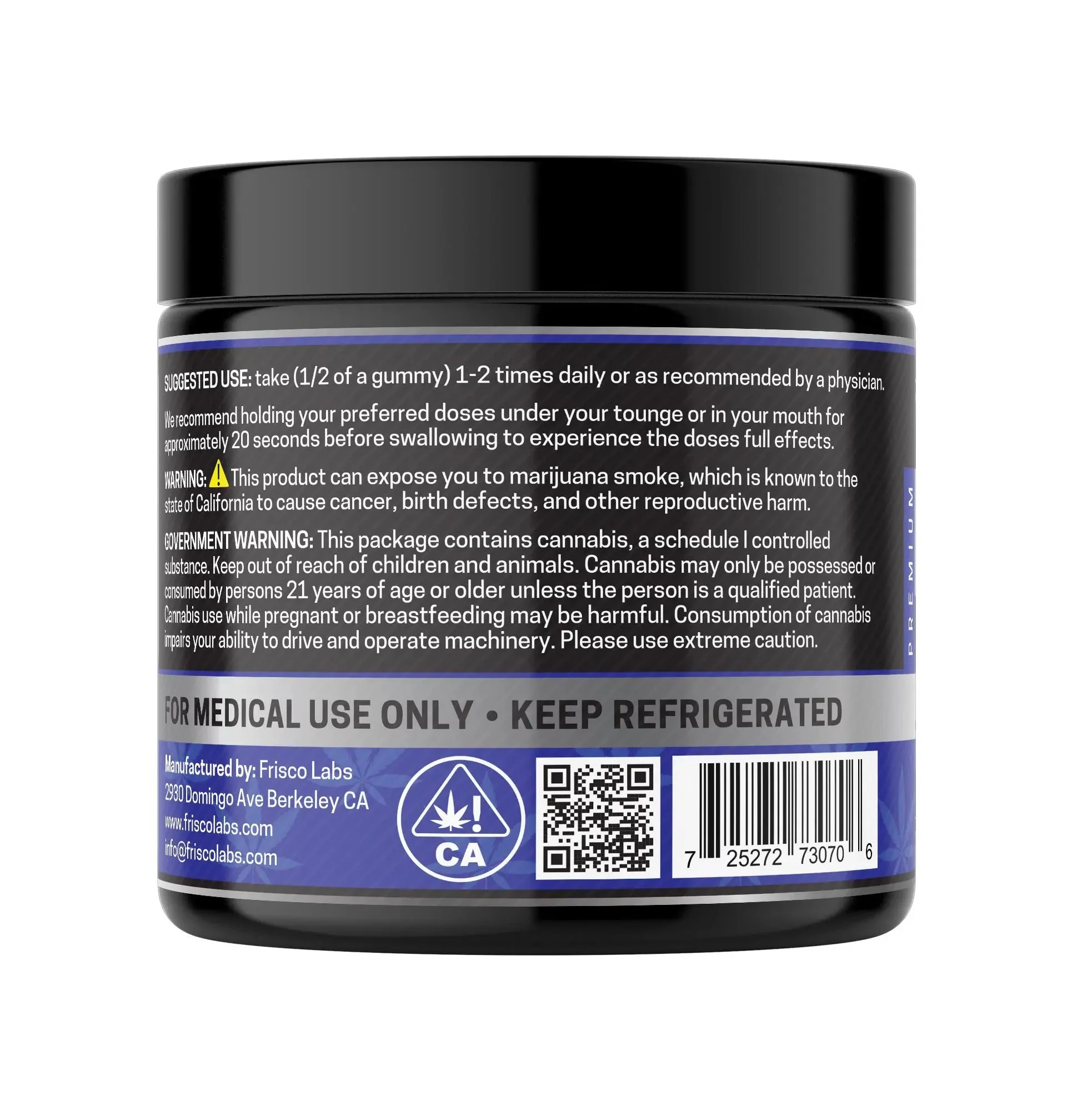 CBD+THC Gummies, Blue Raspberry - 1000mg | 25 Pcs Gummies - Image 3