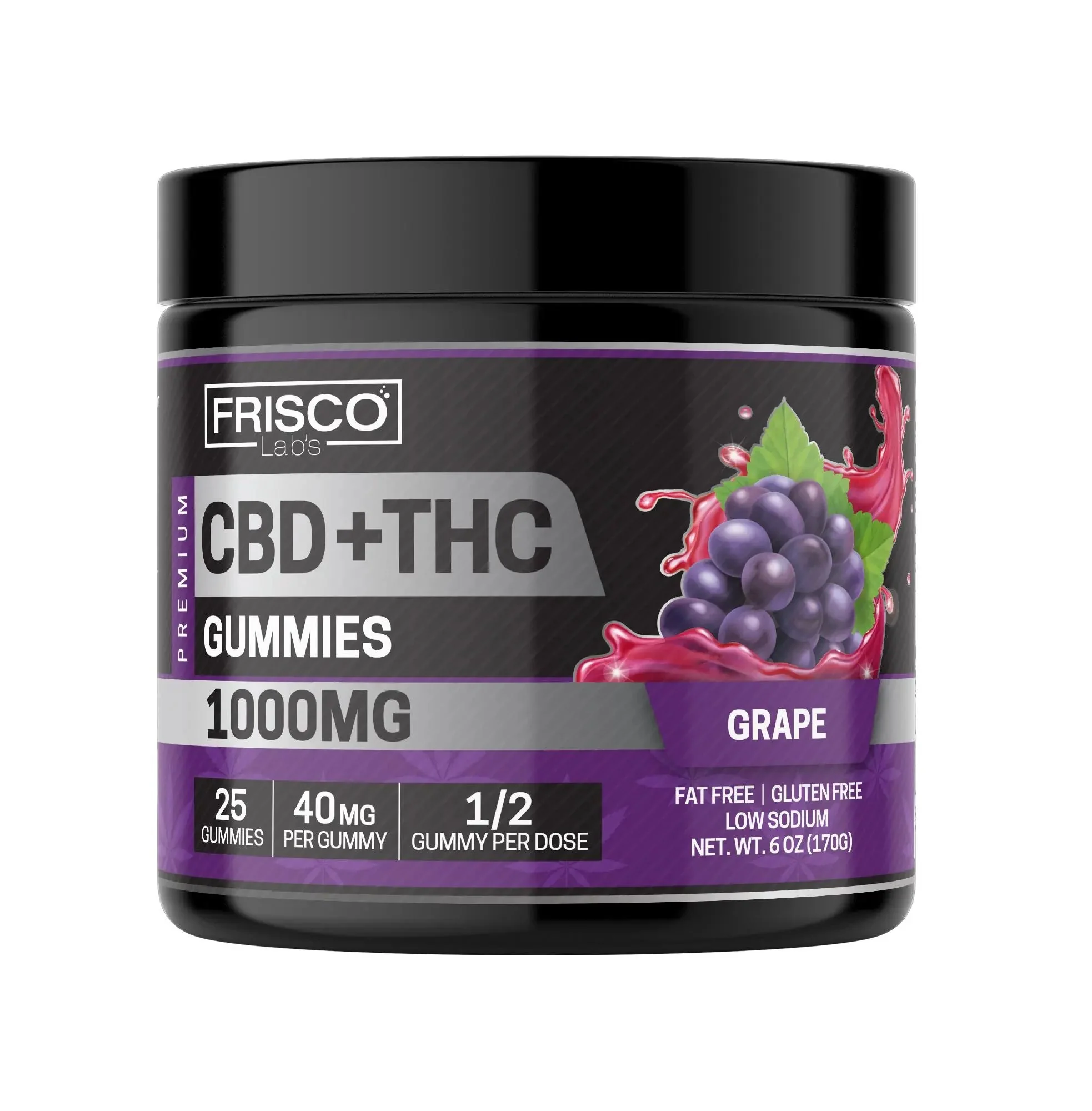 CBD+THC Gummies, Grape - 1000mg | 25 Pcs Gummies - Image 2