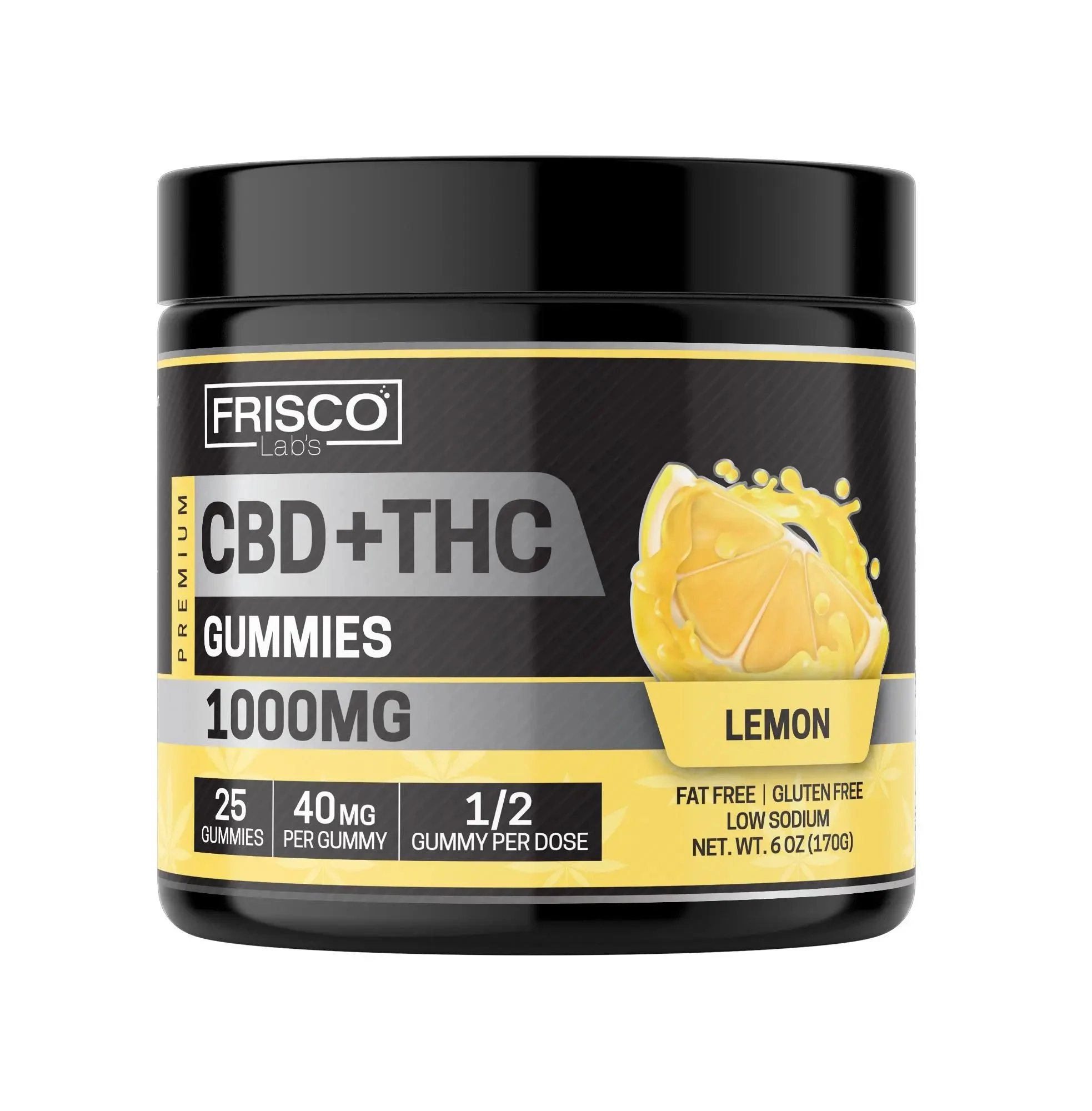 CBD+THC Gummies, Lemon - 1000mg | 25 Pcs Gummies - Image 2
