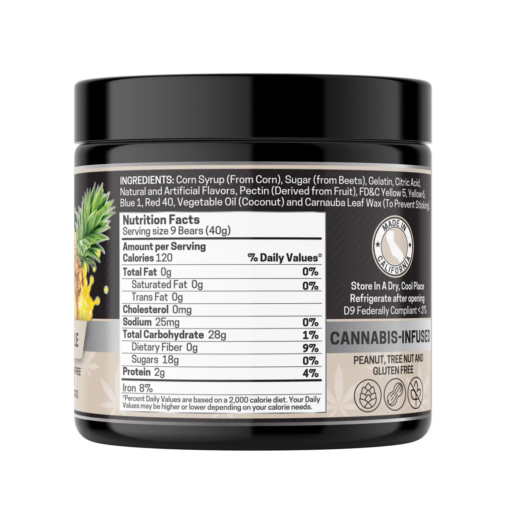 CBD+THC Gummies, Pineapple - 1000mg | 25 Pcs Gummies - Image 4