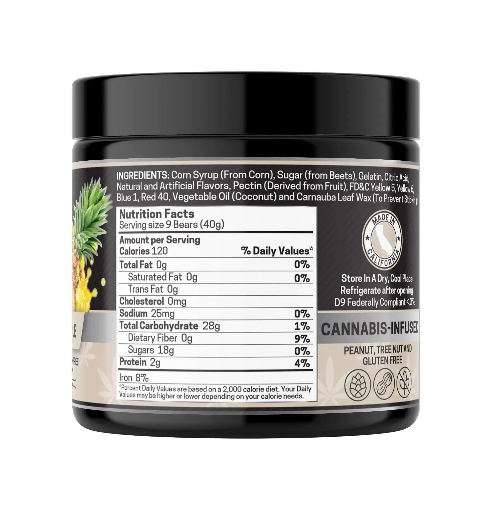 CBD+THC Gummies, Pineapple - 1000mg | 25 Pcs Gummies - Image 6