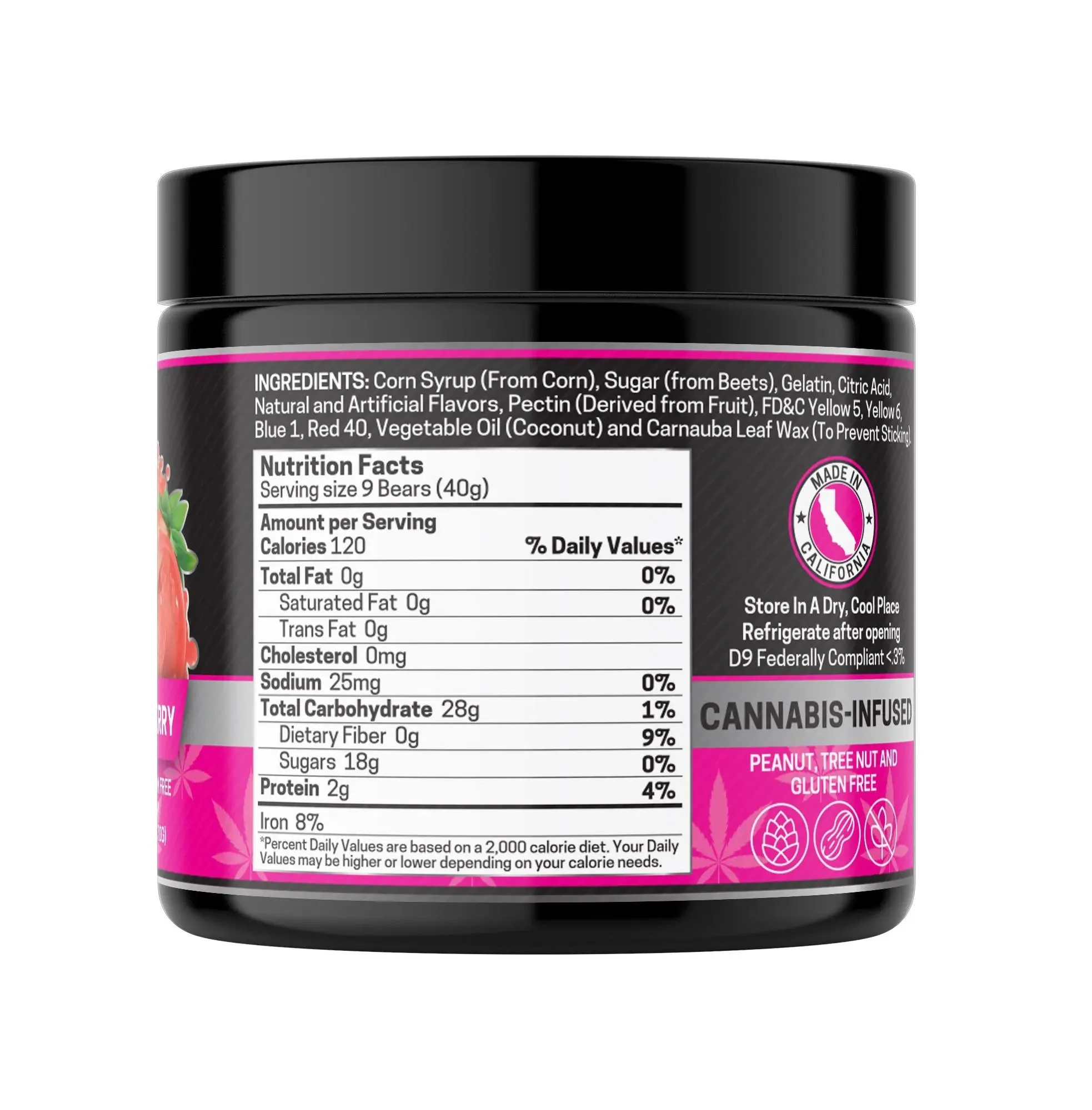 CBD+THC Gummies, Strawberry - 1000mg | 25 Pcs Gummies - Image 4