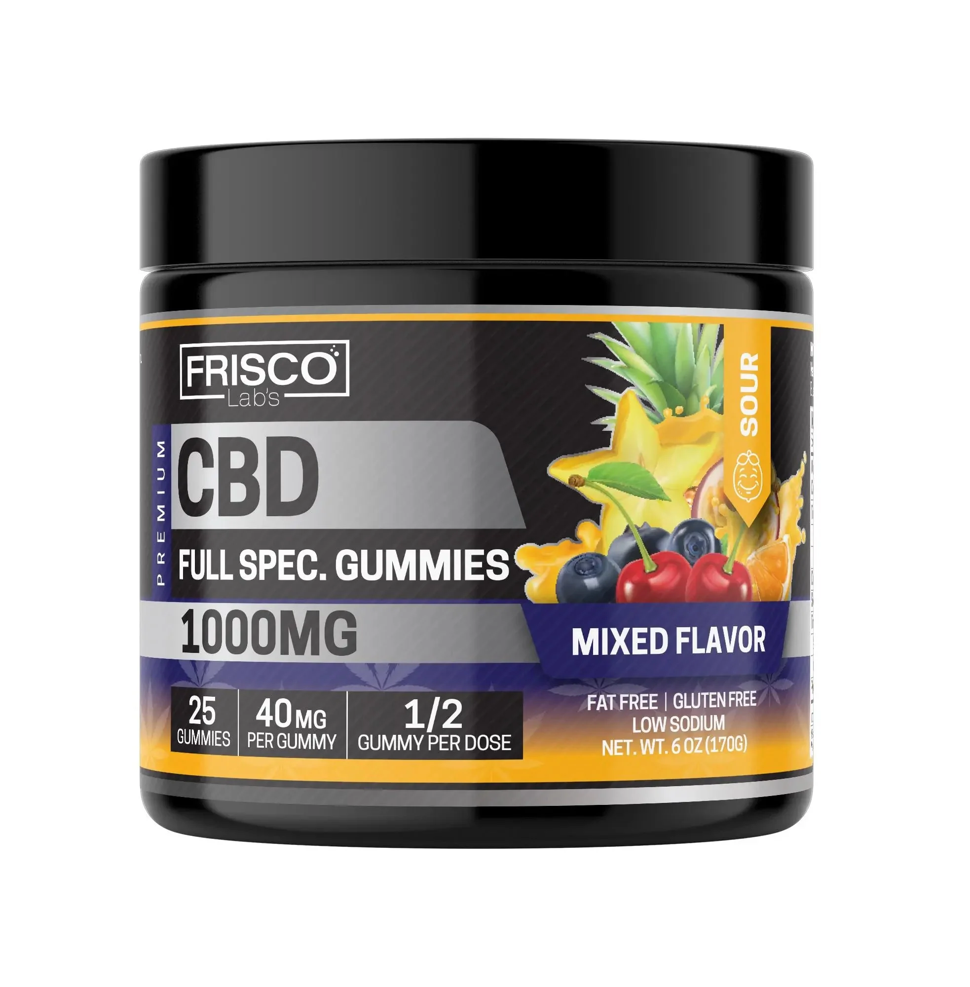 Full Spec. CBD Gummies, Mix Flavor Sour - 1000mg | 25 Pcs Gummies - Image 2