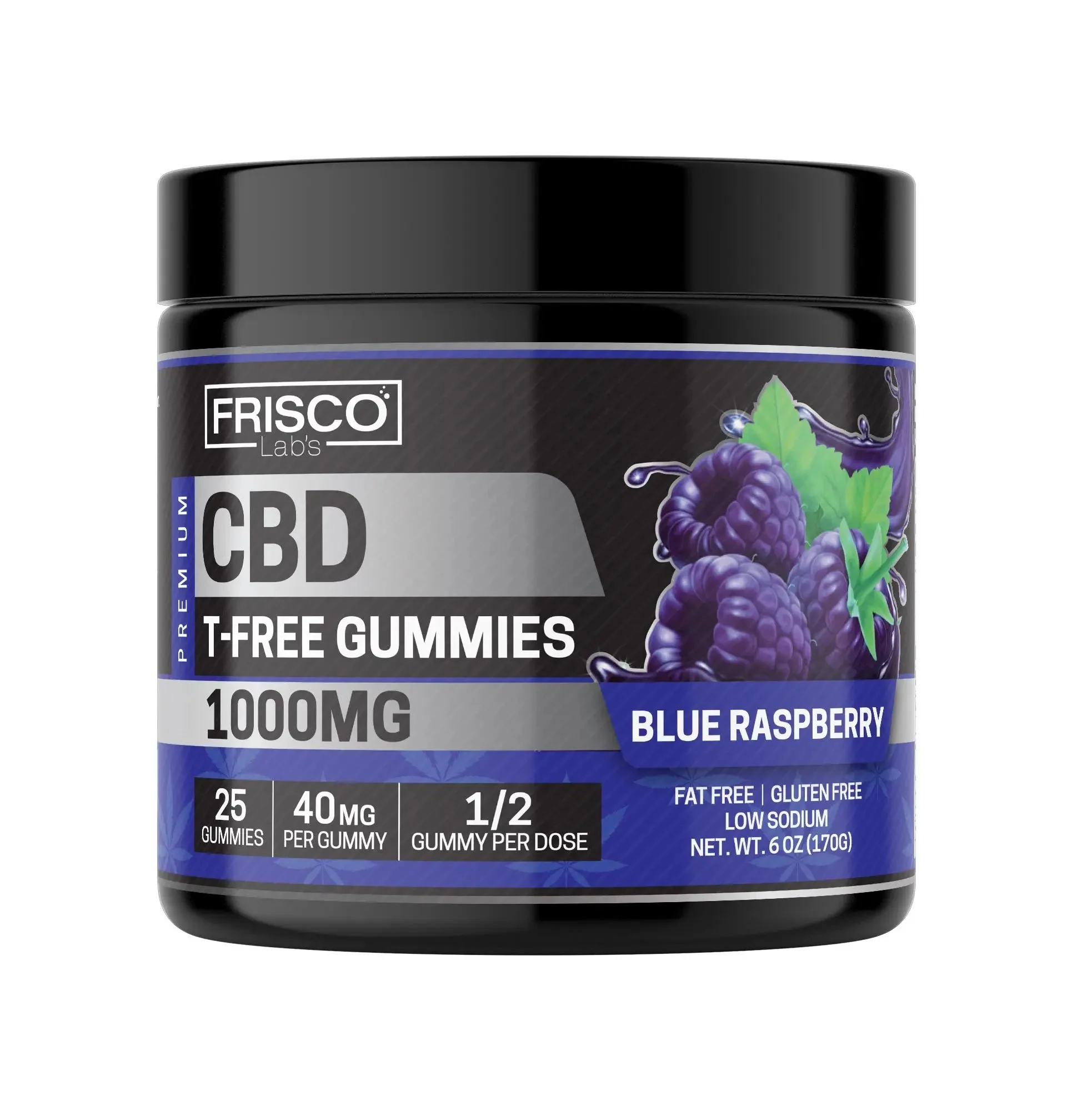 T-Free CBD Gummies, Blue Raspberry - 1000mg | 25 Pcs Gummies - Image 2