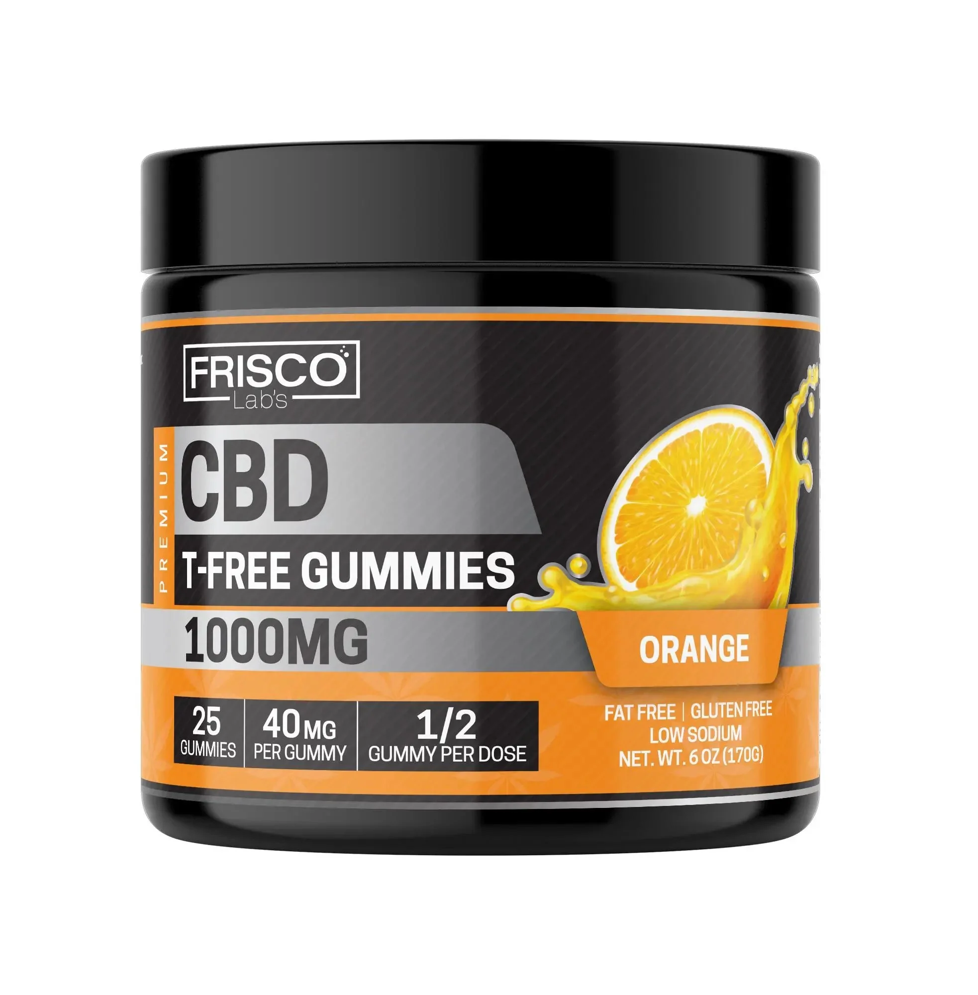 T-Free CBD Gummies, Orange - 1000mg | 25 Pcs Gummies - Image 2