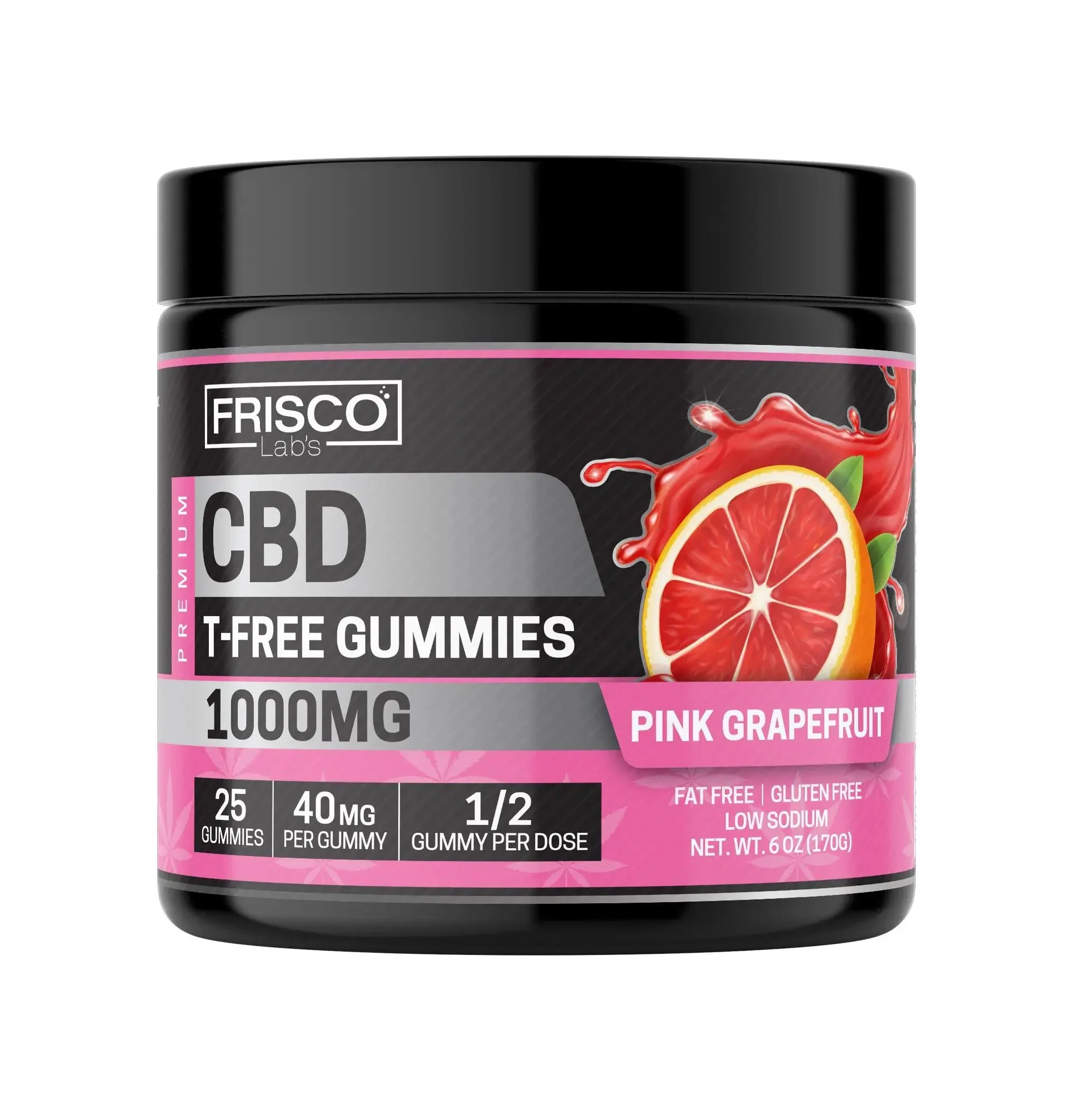 T-Free CBD Gummies, Pink Grapefruit - 1000mg | 25 Pcs Gummies - Image 2