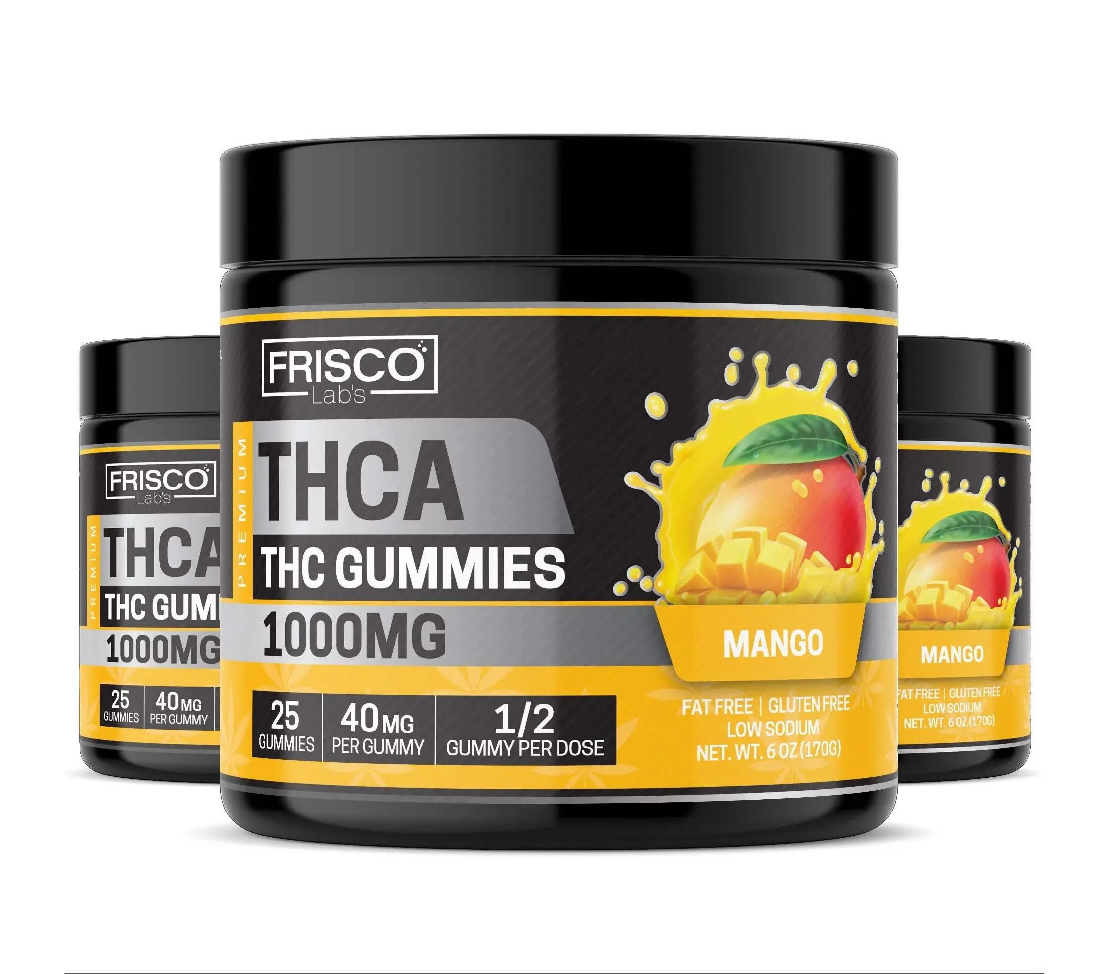 THCA Gummies, Mango - 1000mg | 25 Pcs Gummies